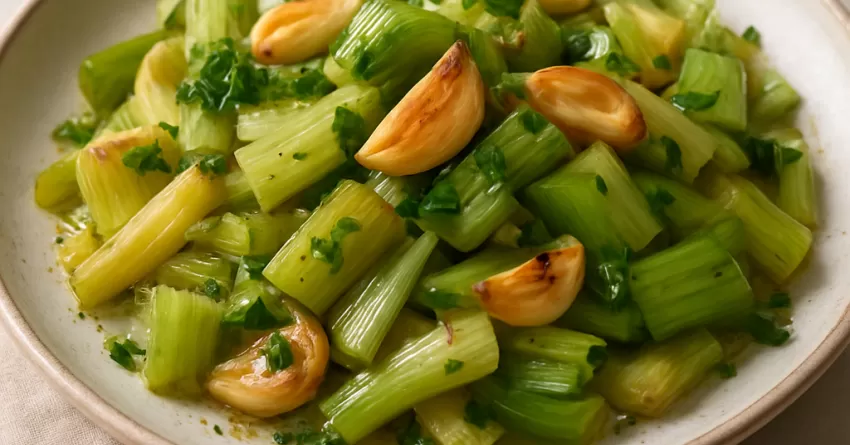 Salada morna de alho-poró