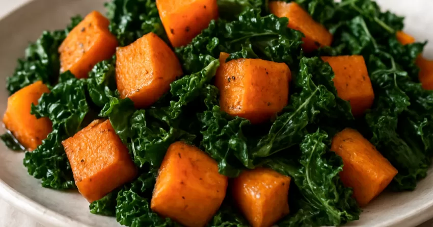 Cozido de batata doce com couve