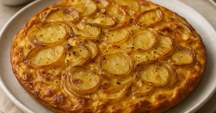 Frittata de mandioquinha com cebola