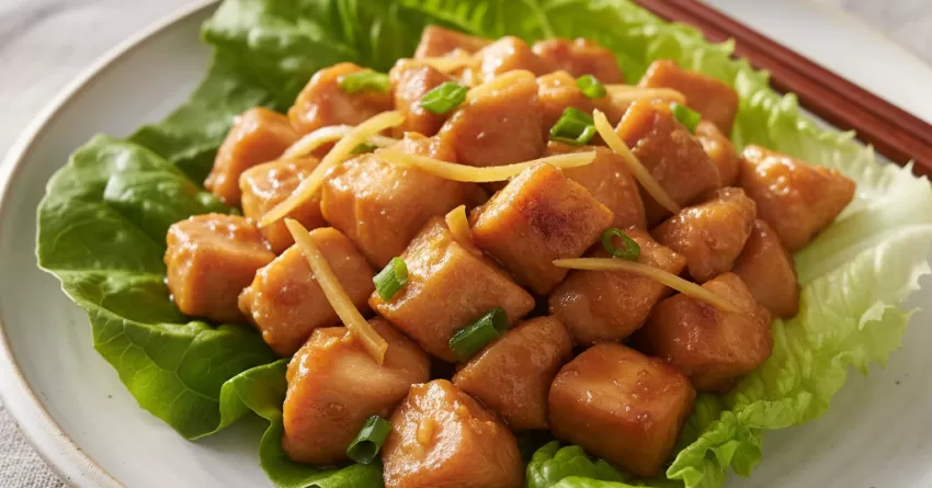 Frango com molho chinês na alface