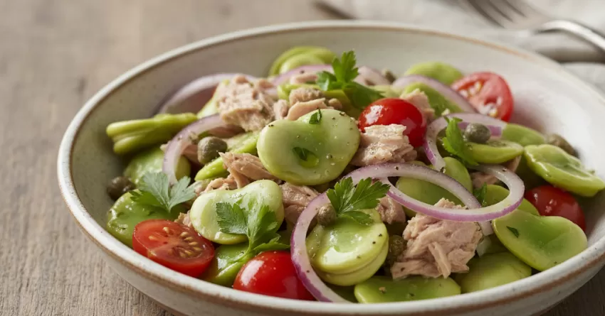 Salada de fava e atum