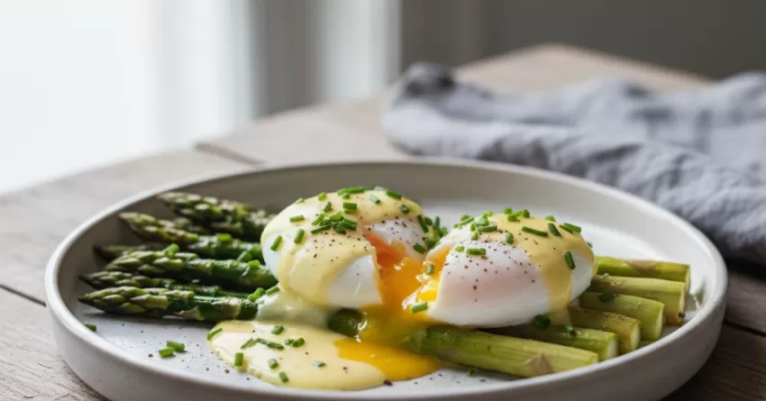Aspargos e ovos com molho