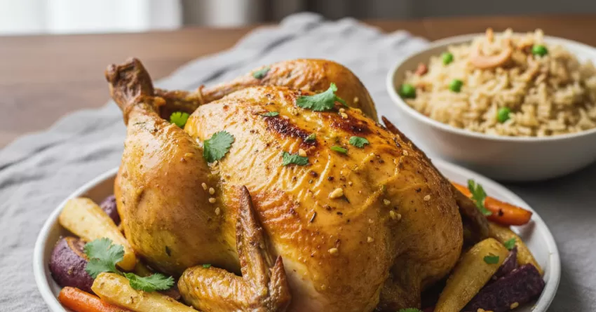 Frango assado com curry