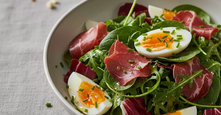 Salada com ovos e bresaola