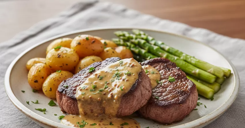Carne com molho de mostarda