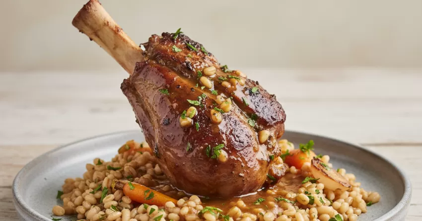 Pernil de cordeiro com cerveja e cevadinha