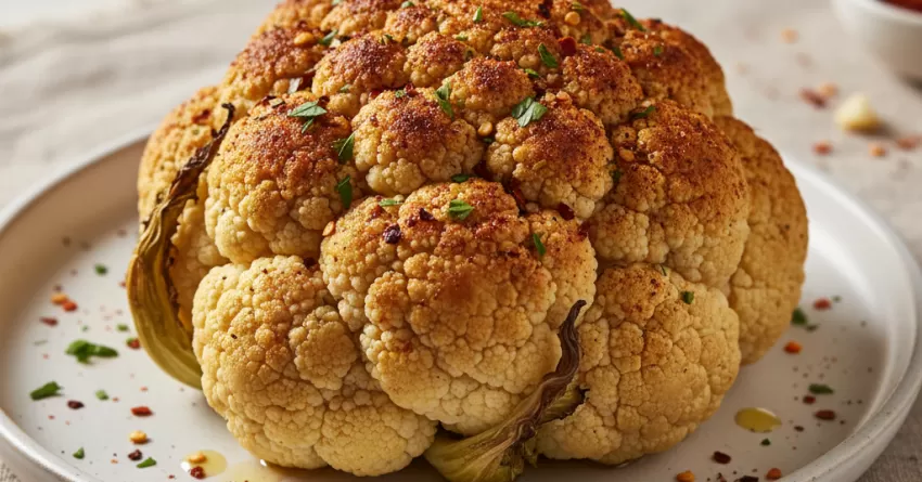 Couve-flor assada inteira apimentada